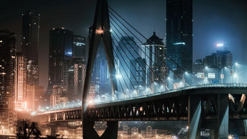 Cyberpunk-style night view of Chongqing China